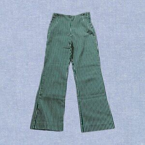 🛎️ 5/$20 H&M Cropped Green White Stripe Trouser Pant Size 2